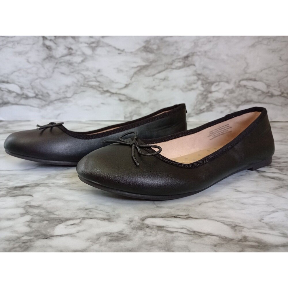 Cat & Jack Black Ballet Flat Tiny Bow Detail Size 4